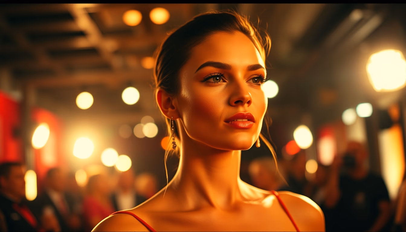 red carpet event lights in editorial style