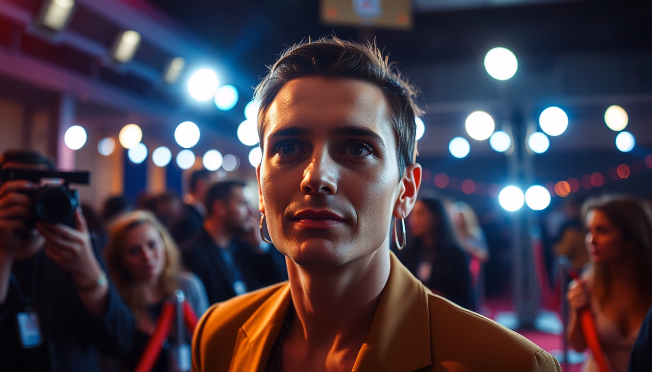 red carpet event lights in editorial style