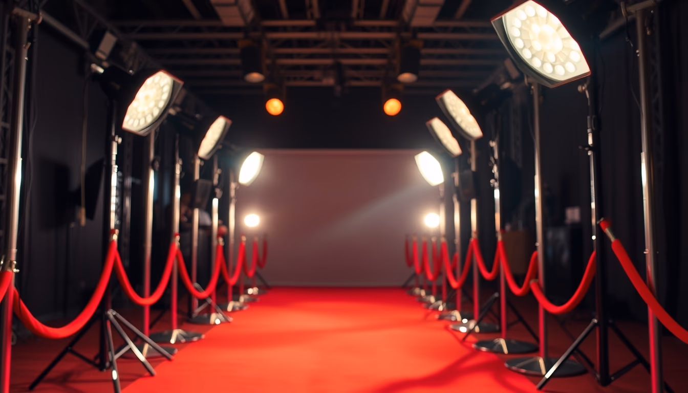 red carpet event lights in editorial style