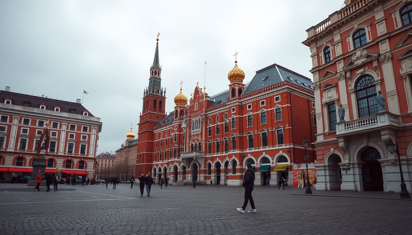 red square moscow in editorial style