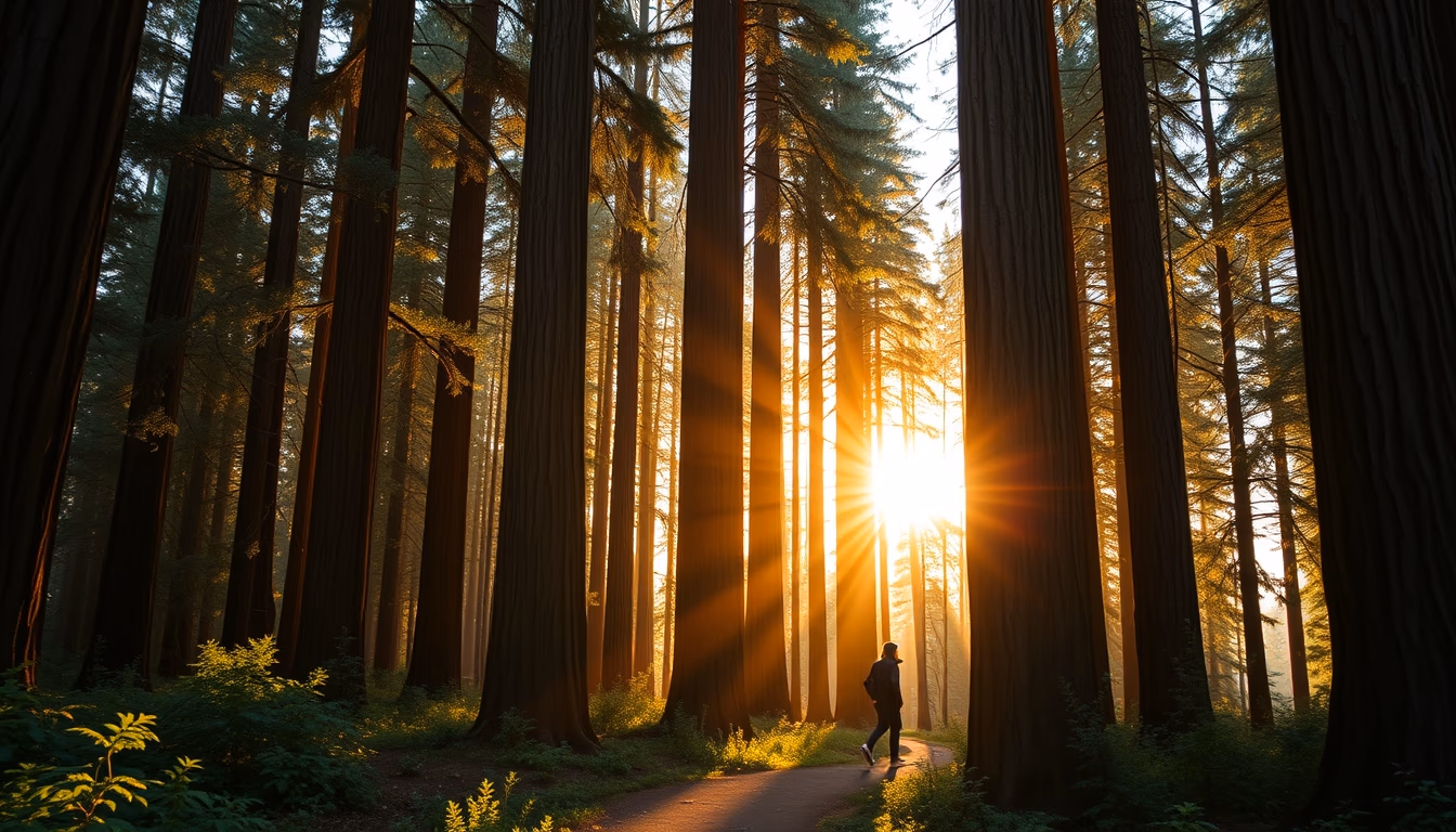 redwood forest california in editorial style