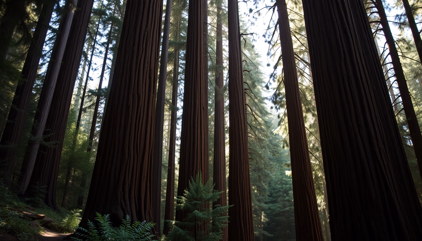 redwood forest california in editorial style