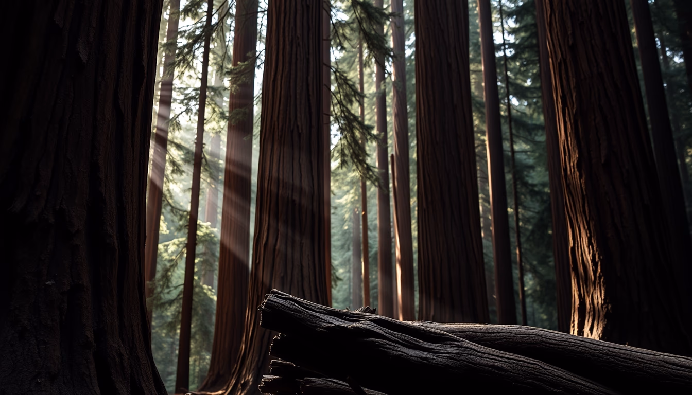 redwood forest california in editorial style