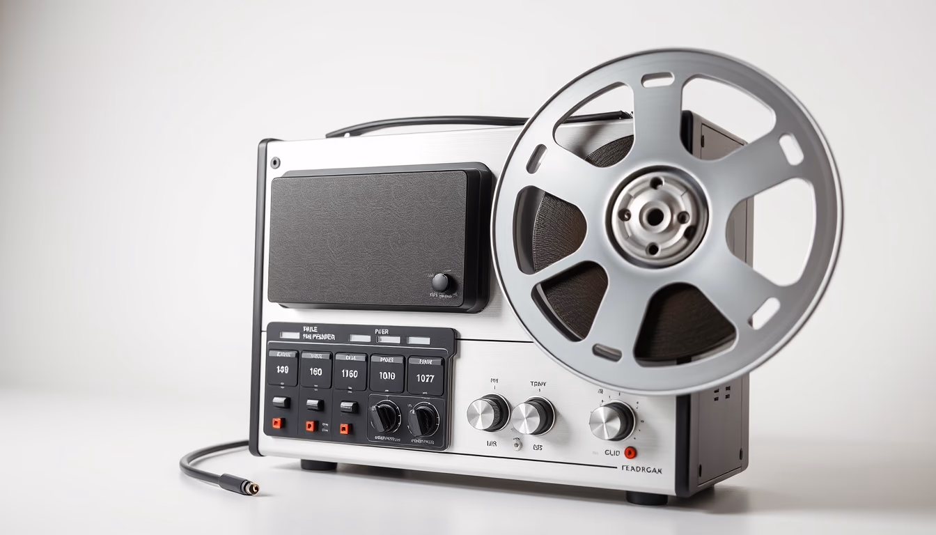 Reel to reel tape player em estilo editorial