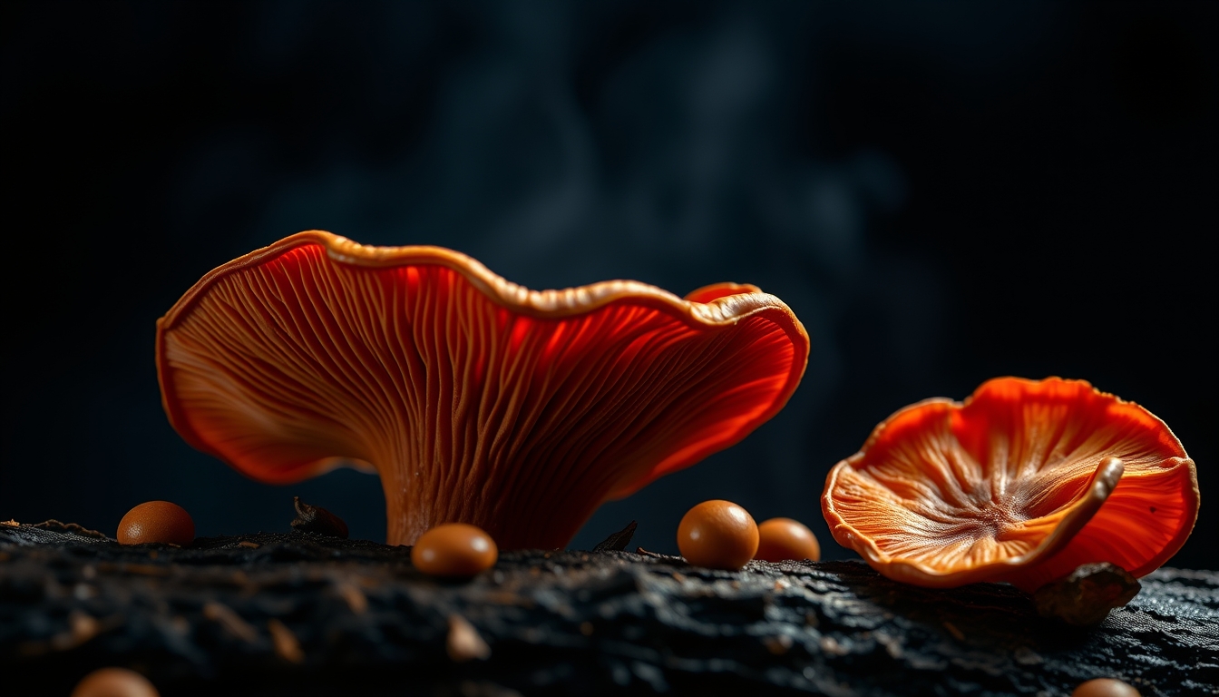 Reishi medicinal em estilo editorial