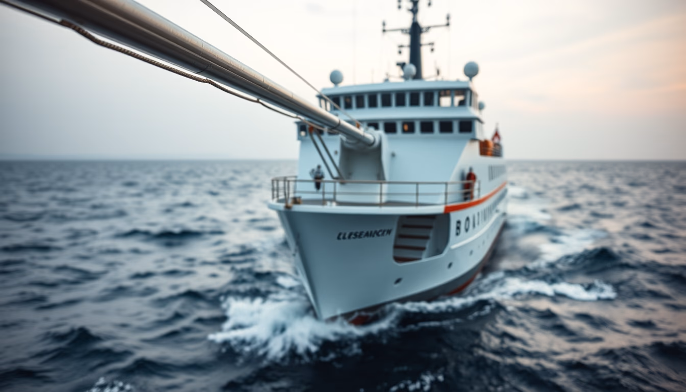 research vessel ocean in editorial style