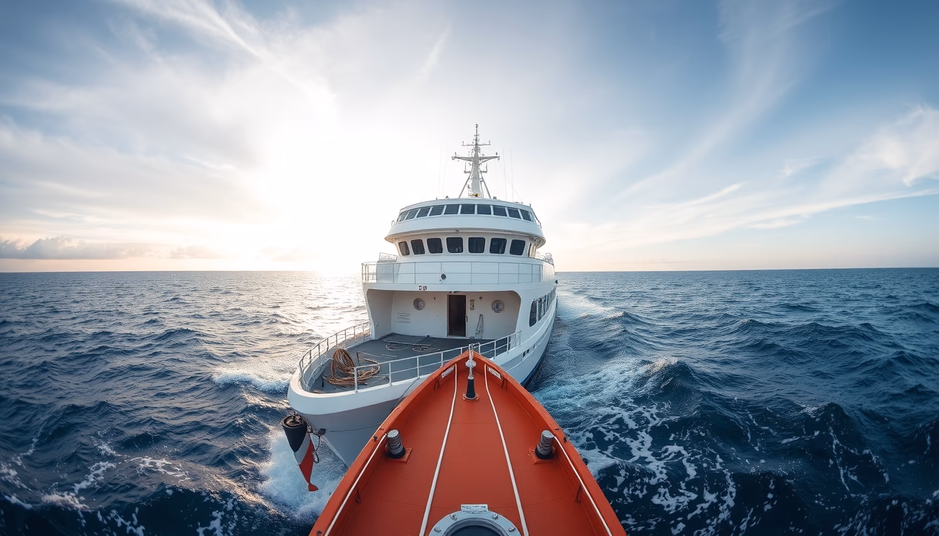 research vessel ocean in editorial style