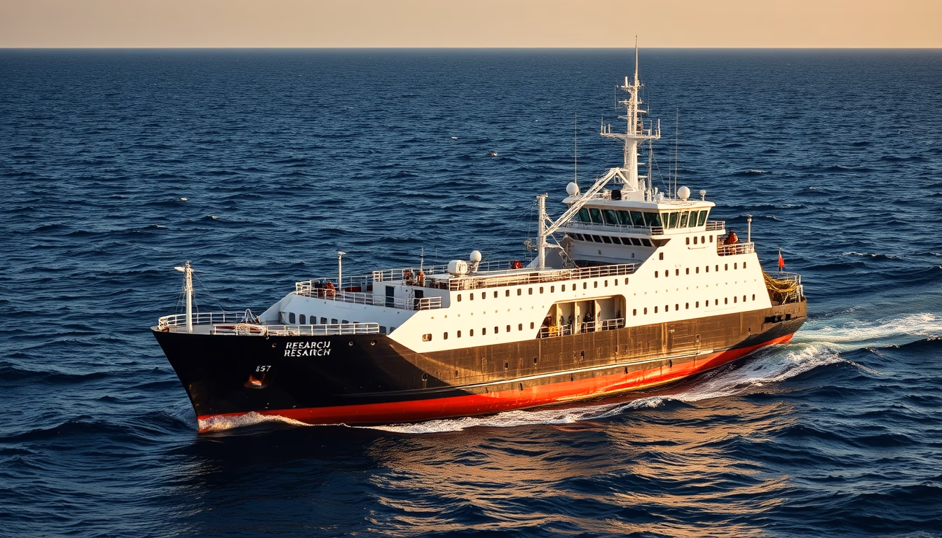 research vessel ocean in editorial style