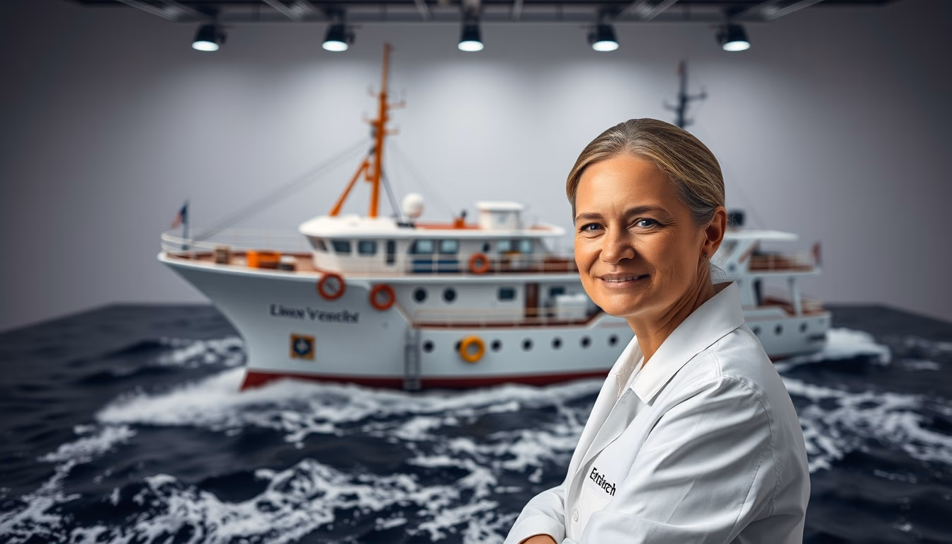 research vessel ocean in editorial style