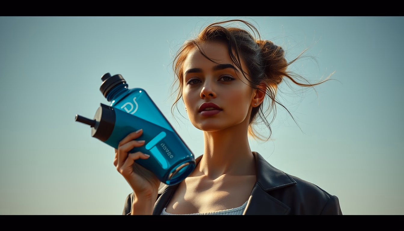 reusable water bottle steel in editorial style