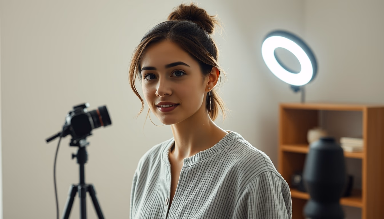 ring light setup vlog in editorial style