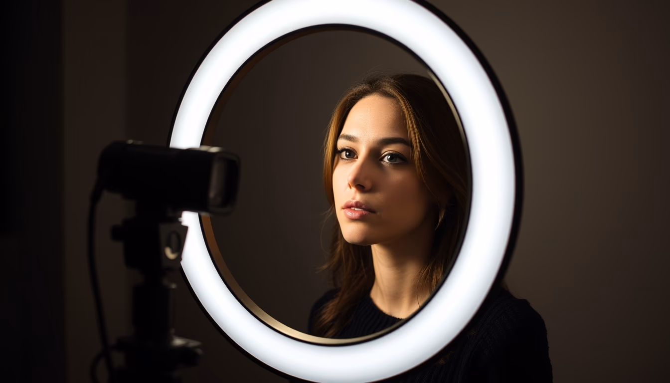 ring light setup vlog in editorial style