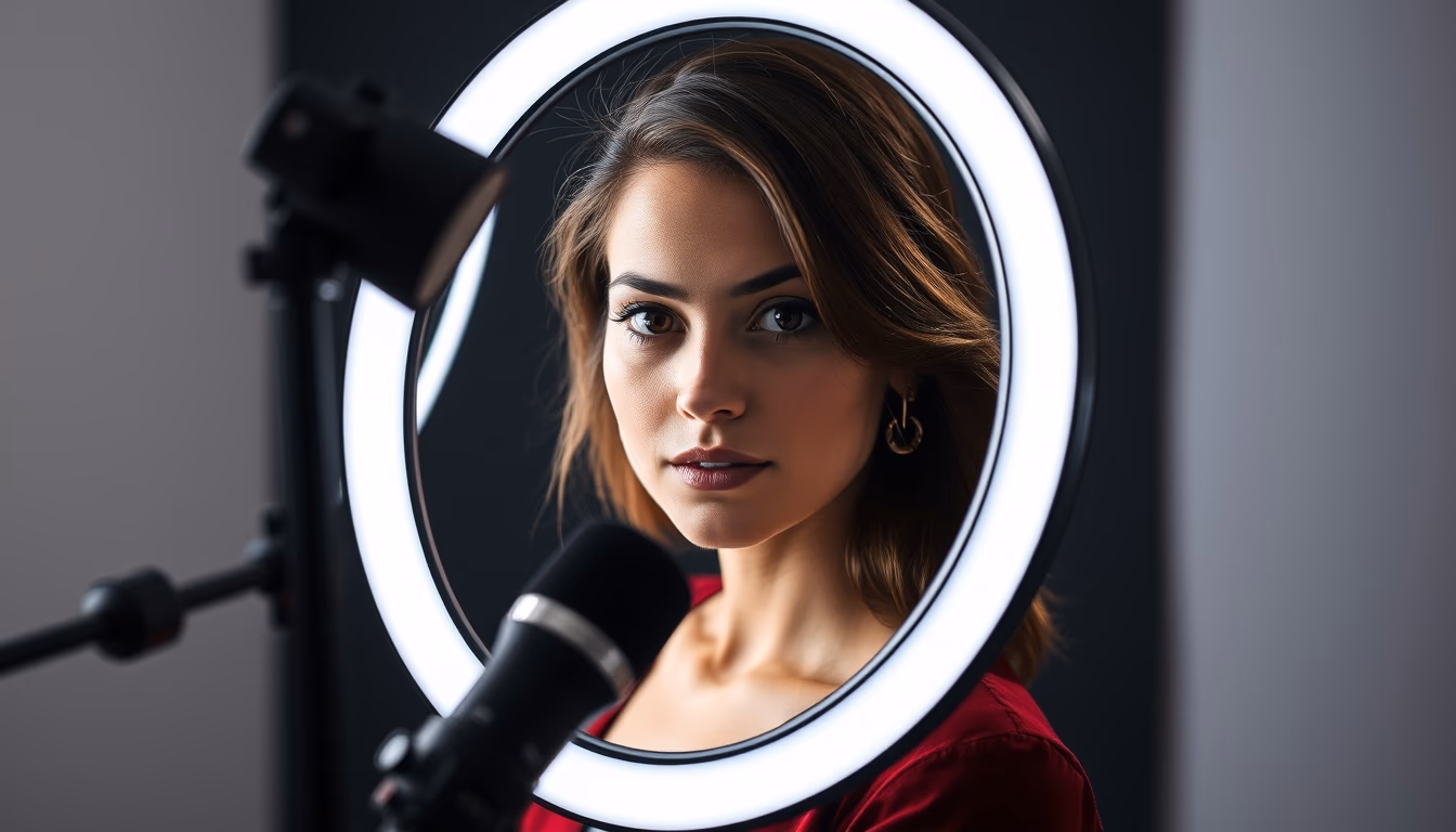 ring light setup vlog in editorial style