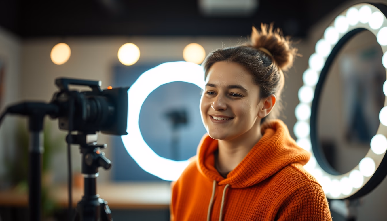 ring light setup vlog in editorial style