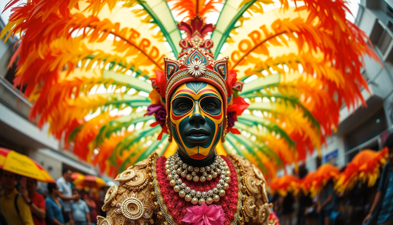 rio carnival float colorful in editorial style