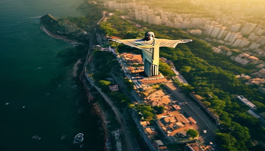 rio de janeiro christ redeemer aerial in editorial style