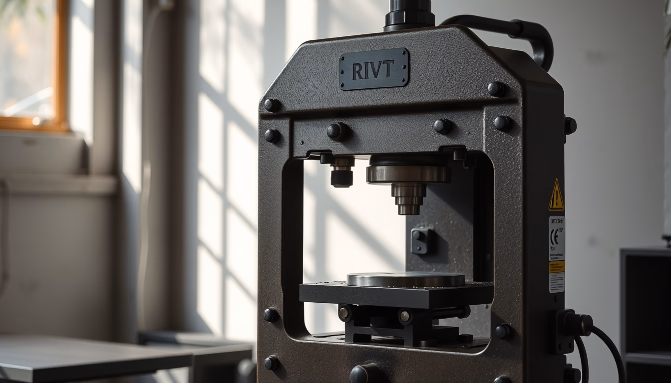 rivet press machine in editorial style