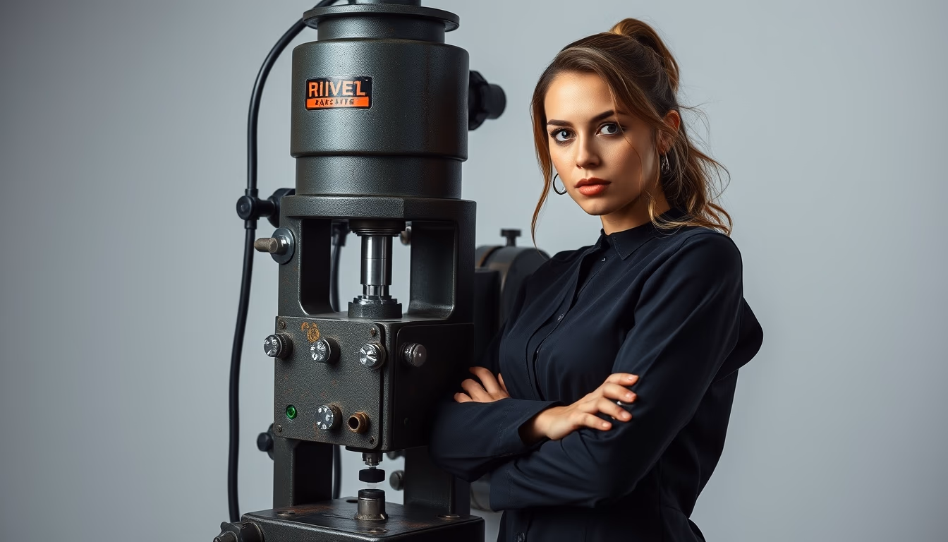 rivet press machine in editorial style