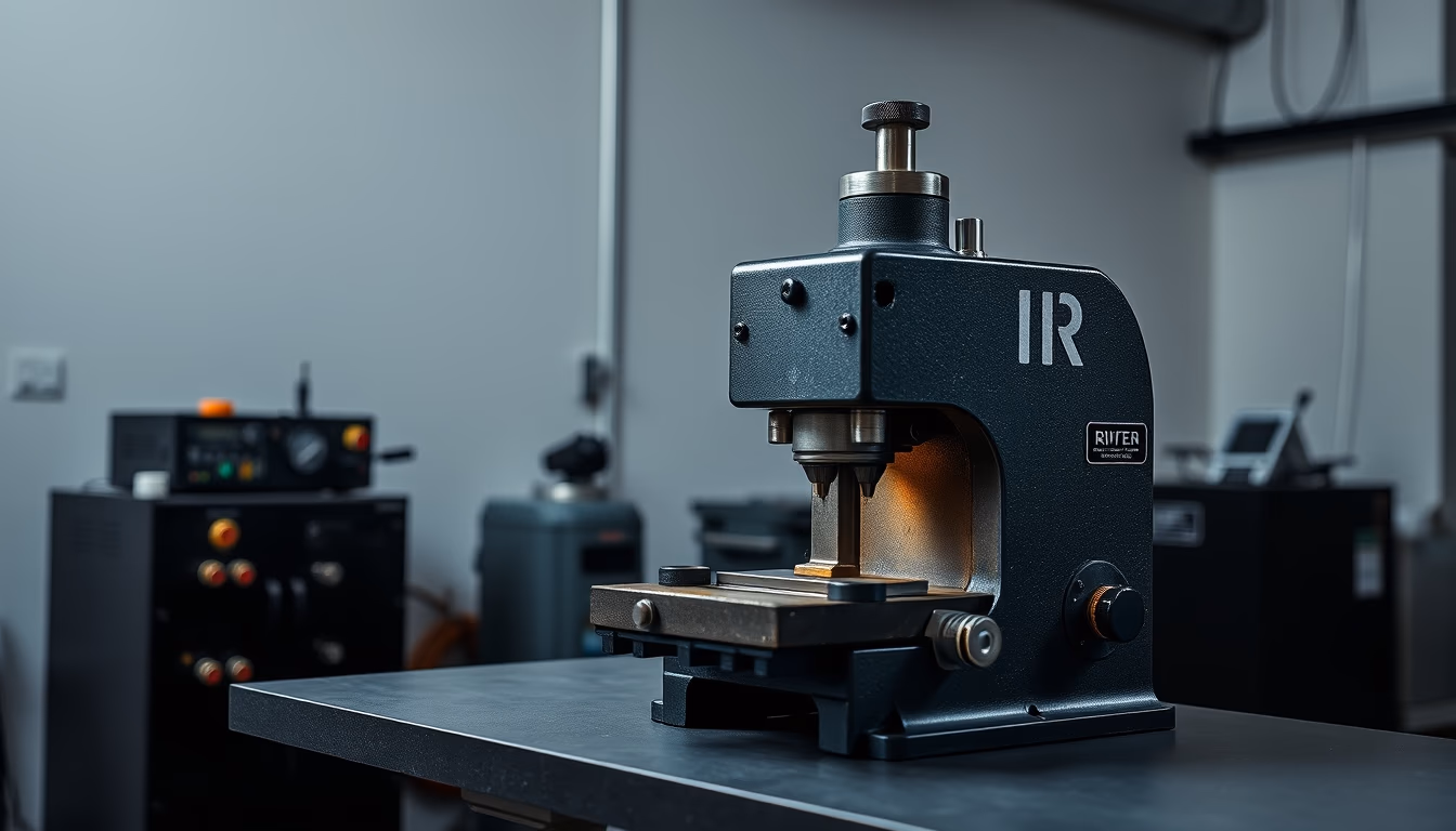 rivet press machine in editorial style