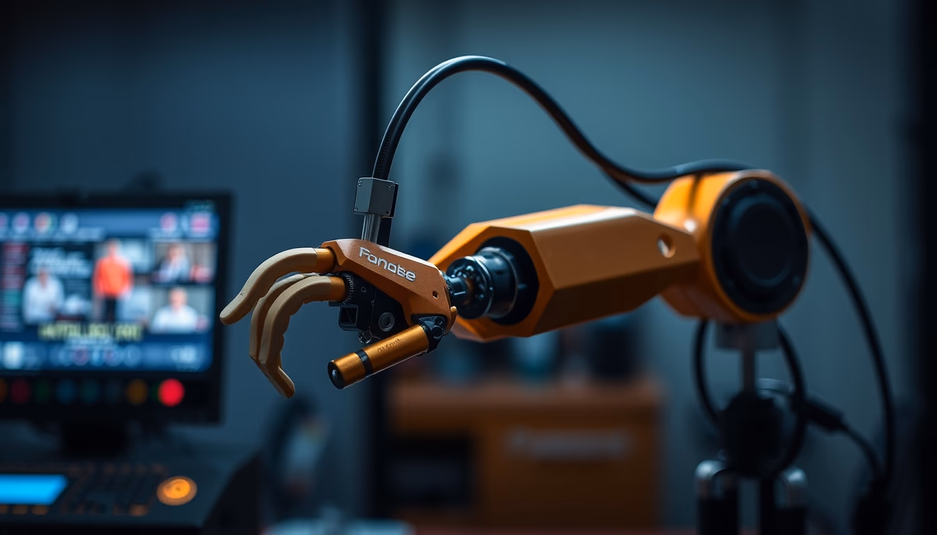 robot arm 3d printer in editorial style