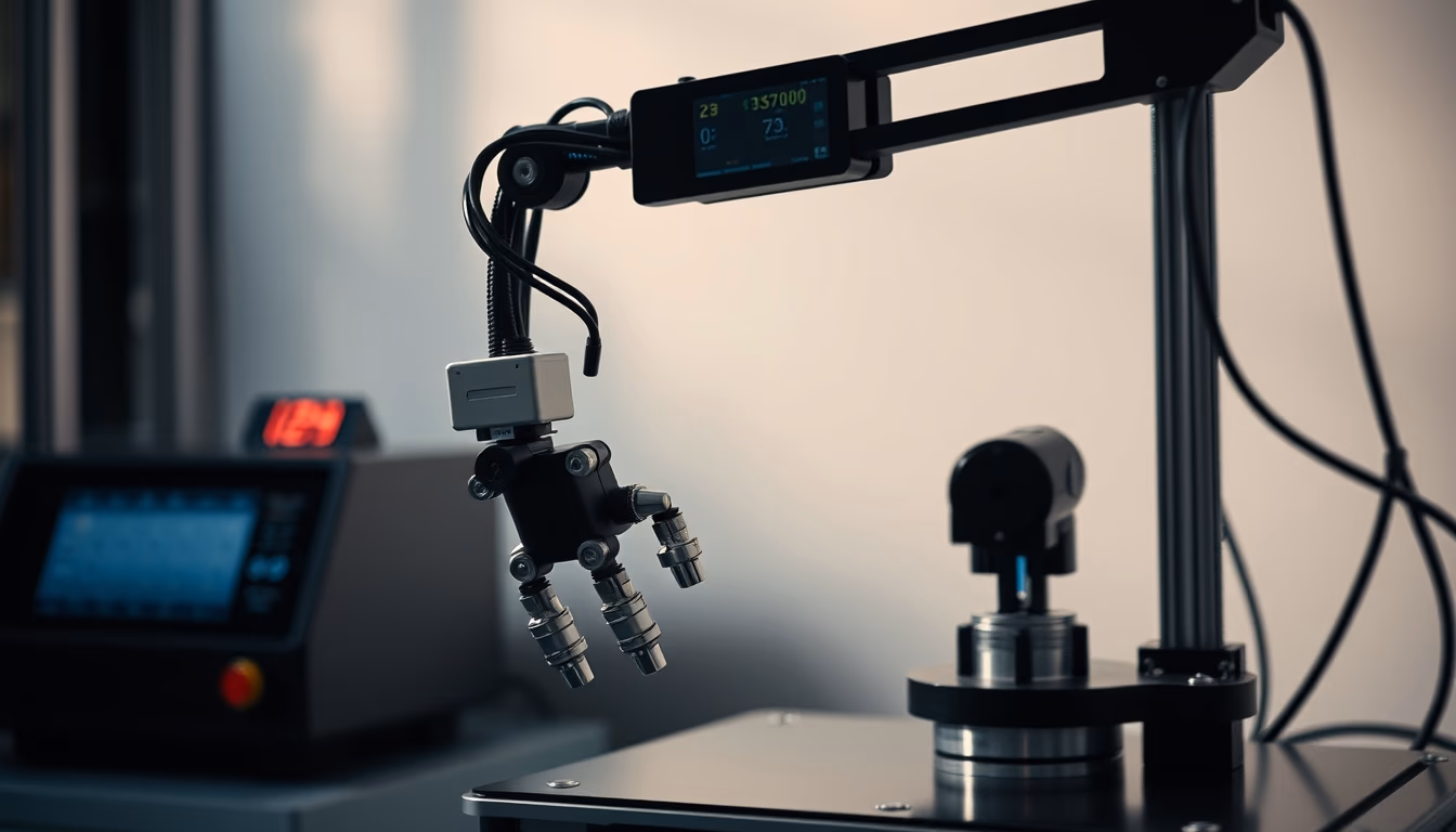 robot arm 3d printer in editorial style