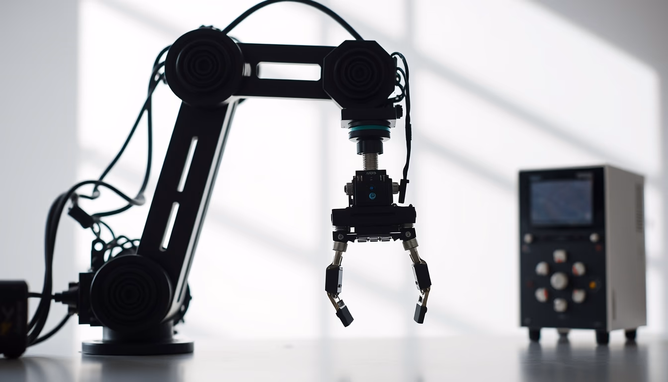 robot arm 3d printer in editorial style