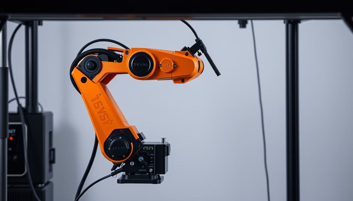 robot arm 3d printer in editorial style
