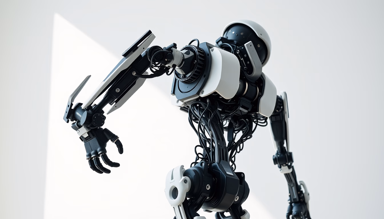 robotic exoskeleton in editorial style