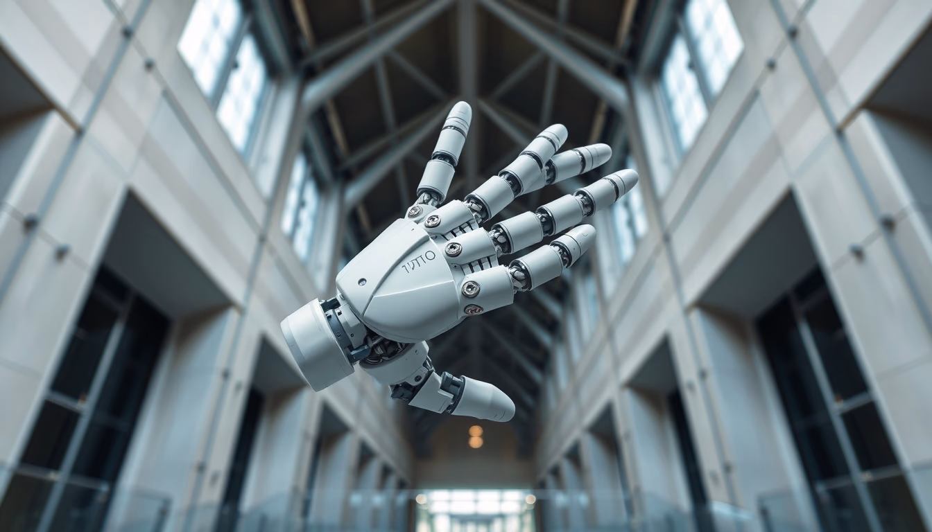 robotic prosthesis hand in editorial style