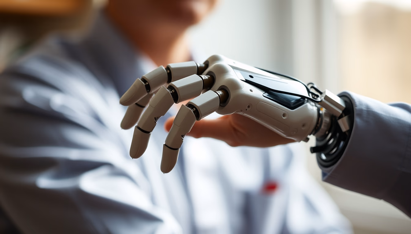 robotic prosthesis hand in editorial style