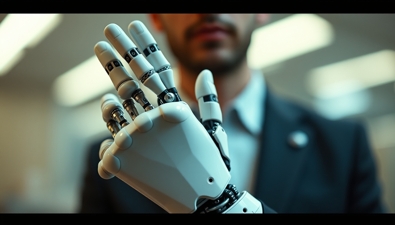 robotic prosthesis hand in editorial style