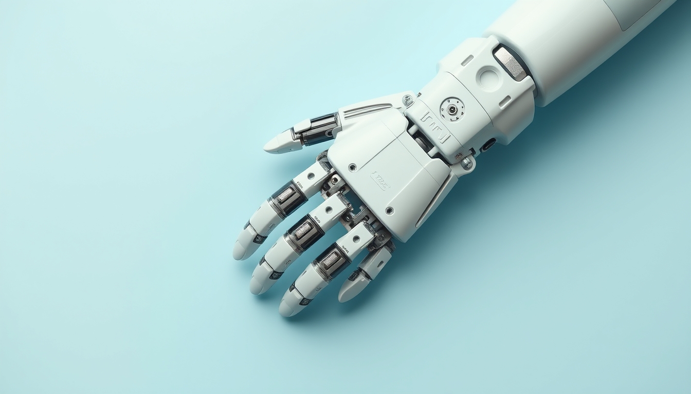 robotic prosthesis hand in editorial style
