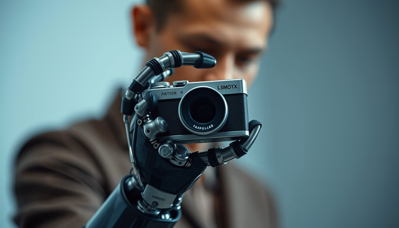 robotic prosthesis hand in editorial style