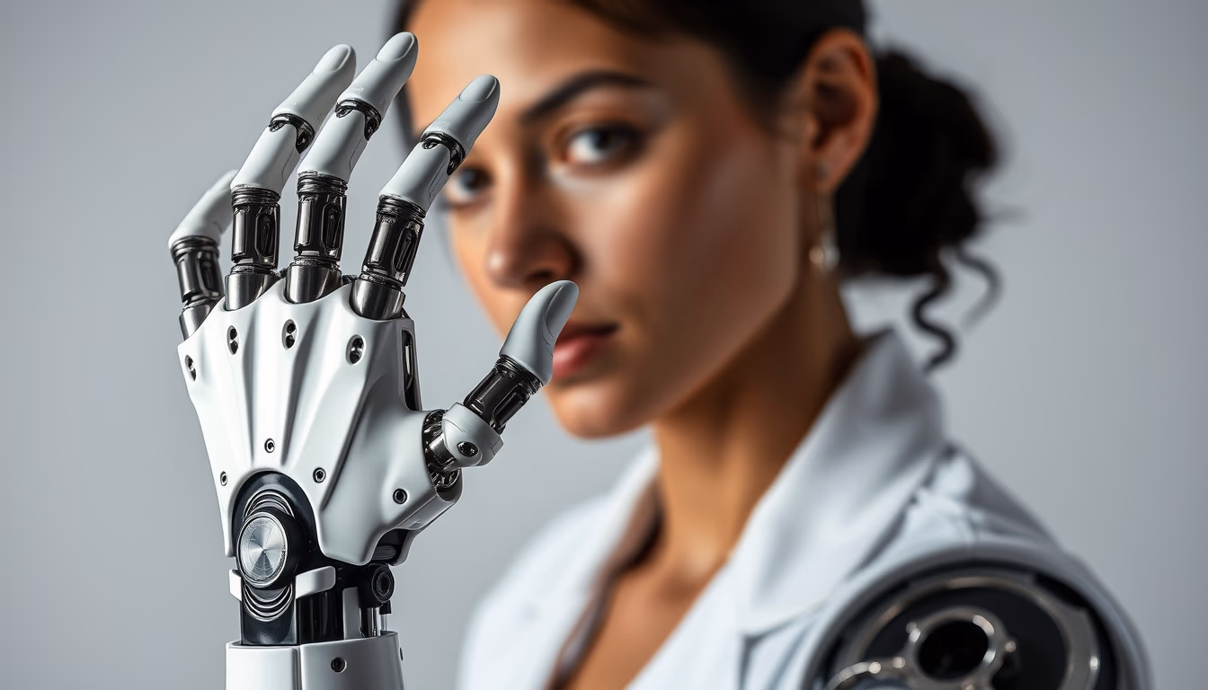 Robotic prosthesis hand em estilo editorial