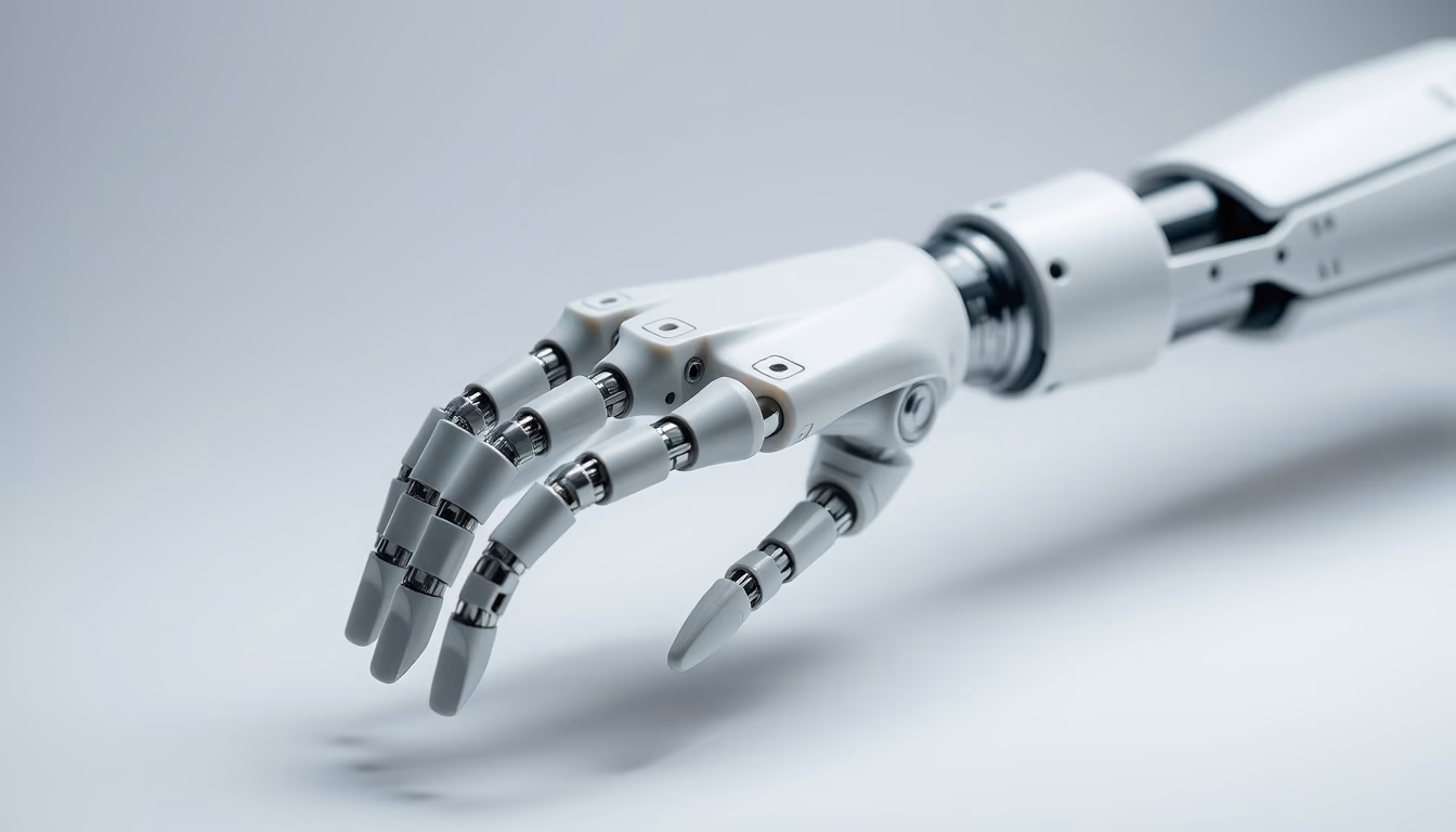 robotic prosthesis hand in editorial style