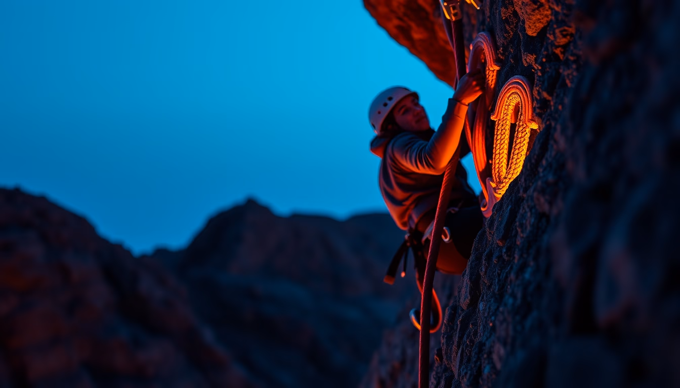 rock climbing harness in editorial style