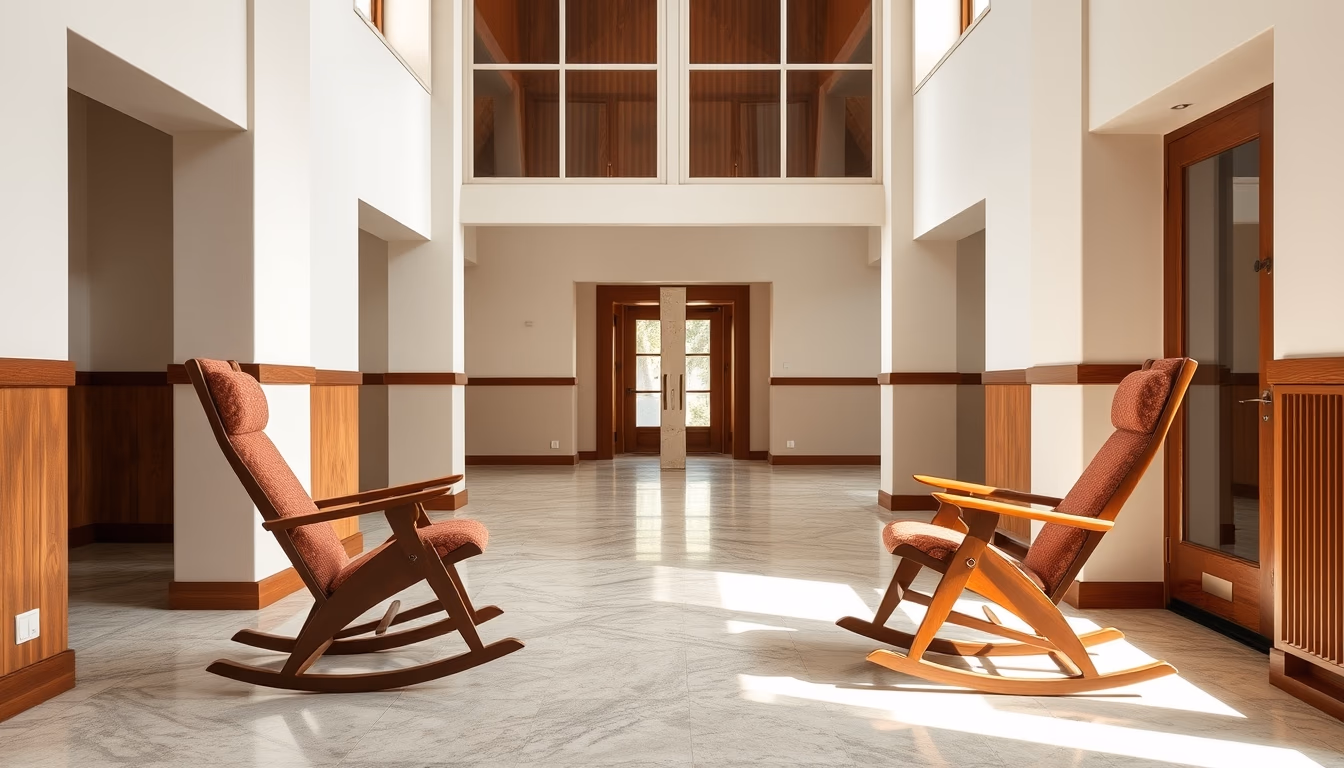 rocking chair mid century in editorial style