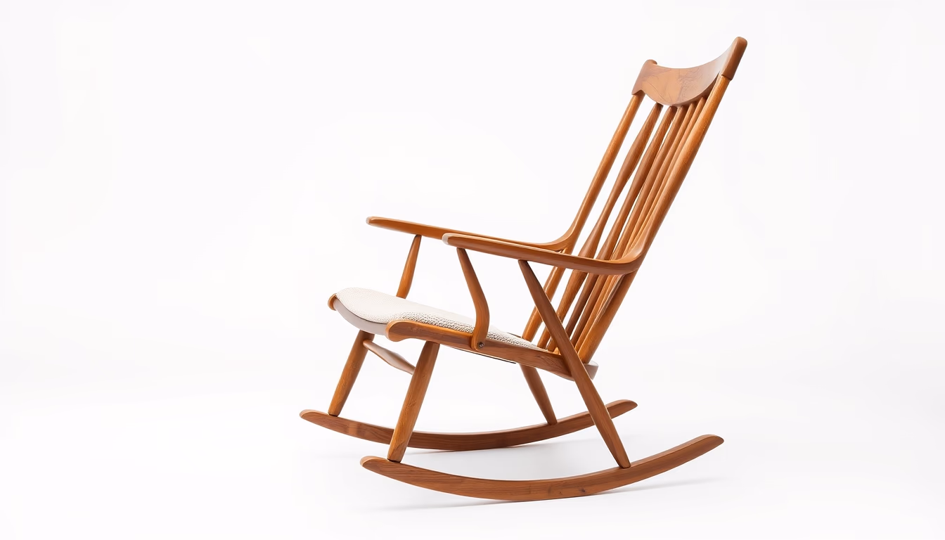 rocking chair mid century in editorial style