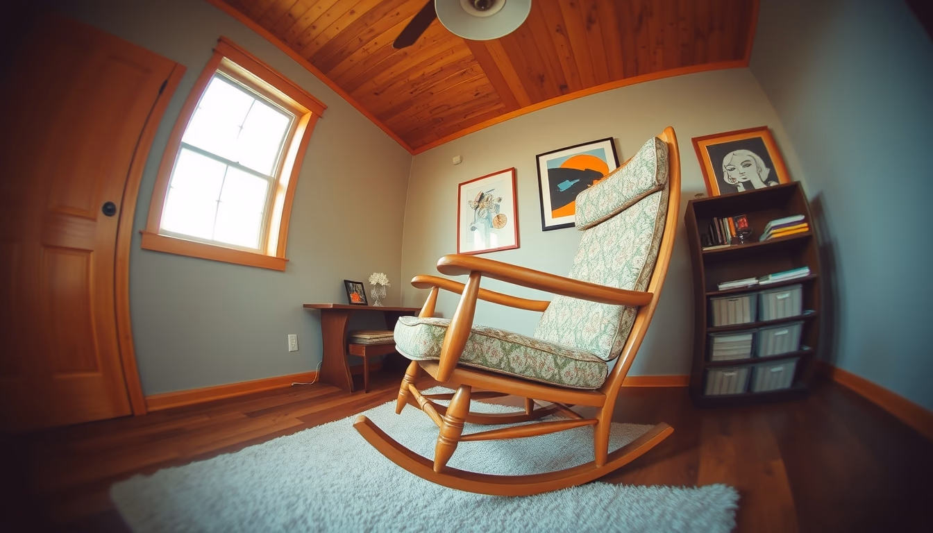 rocking chair mid century in editorial style
