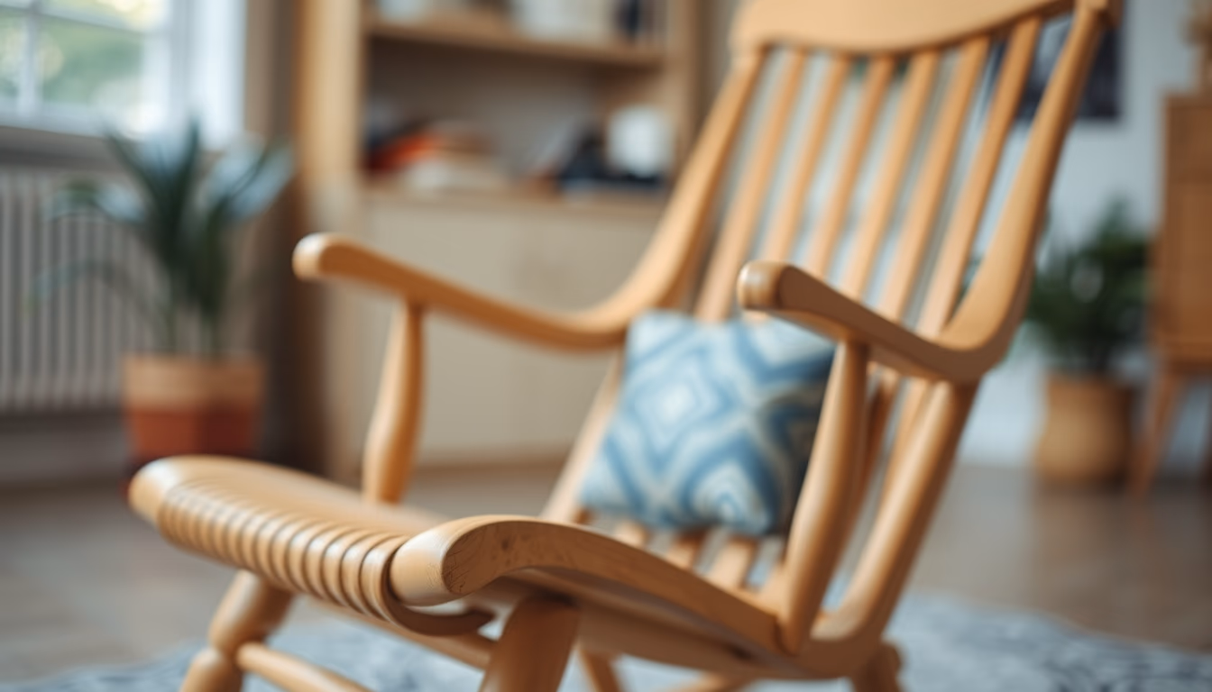 rocking chair mid century in editorial style