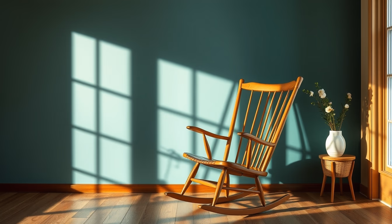 rocking chair mid century in editorial style
