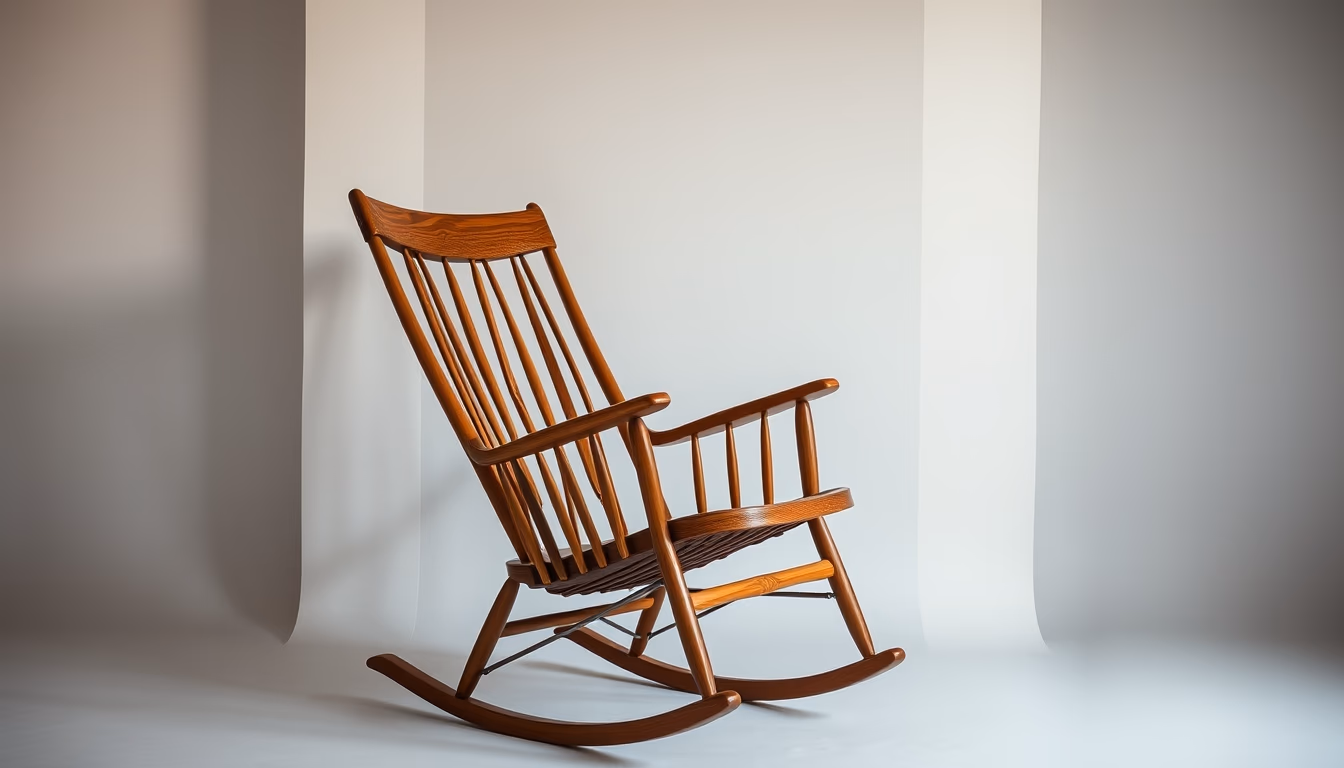 rocking chair mid century in editorial style