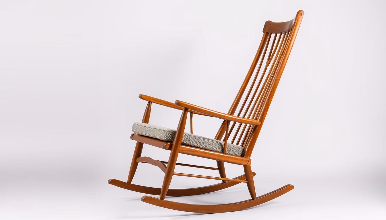 rocking chair mid century in editorial style