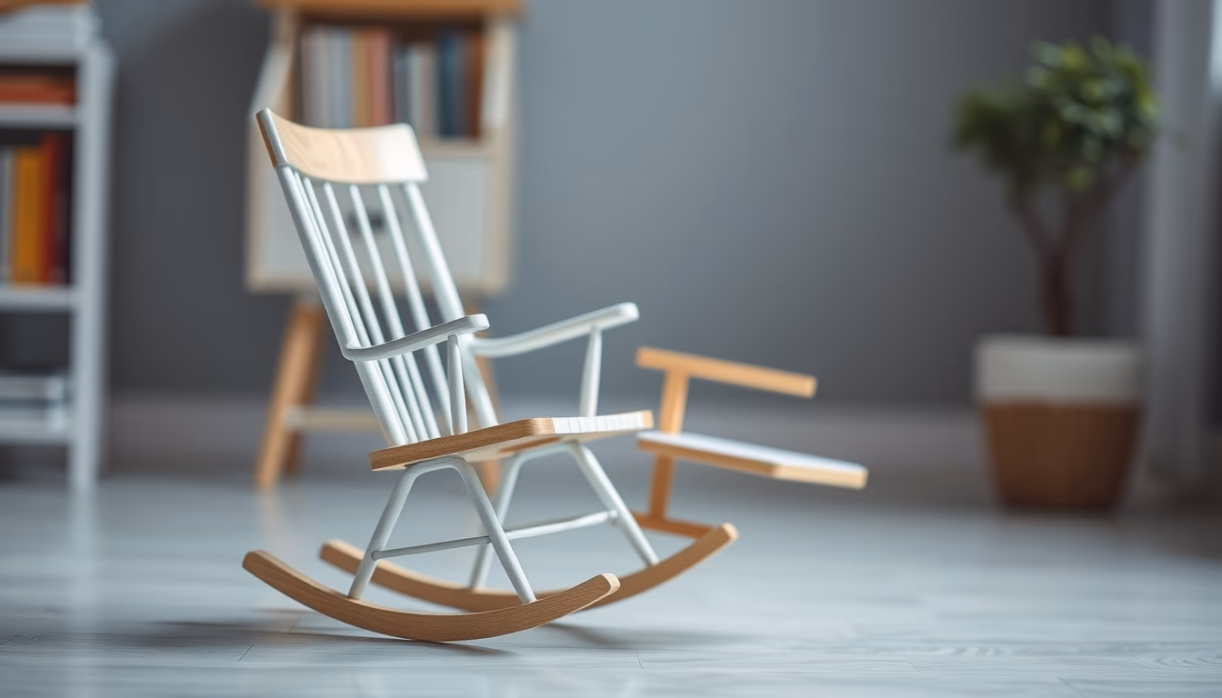 rocking chair mid century in editorial style