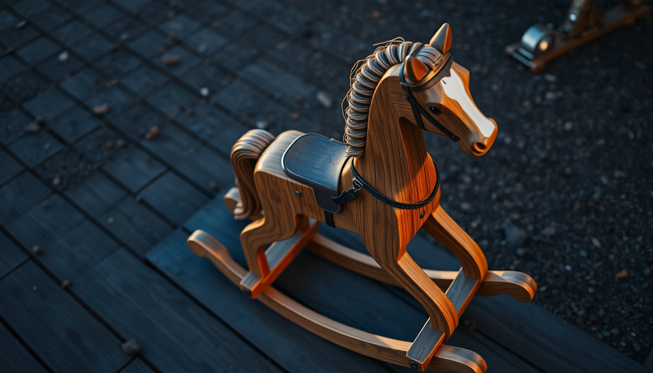 rocking horse wooden in editorial style