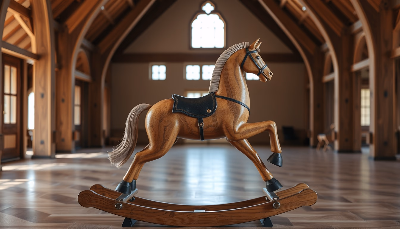 rocking horse wooden in editorial style