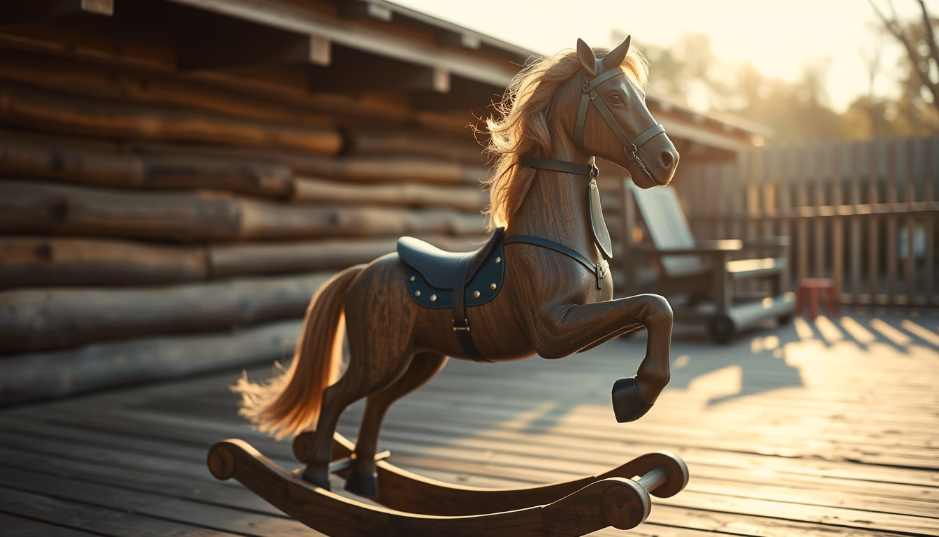 rocking horse wooden in editorial style
