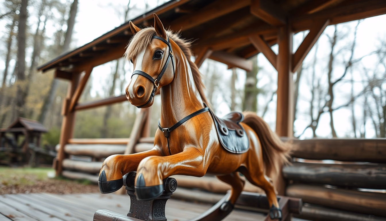 rocking horse wooden in editorial style