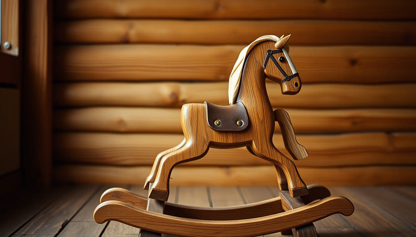rocking horse wooden in editorial style