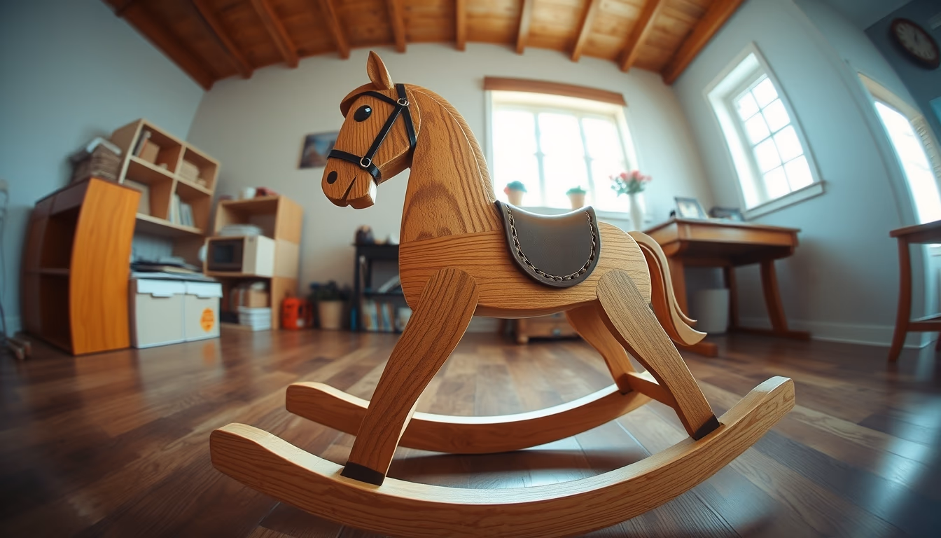 rocking horse wooden in editorial style